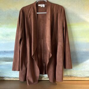 Simply NOELLE NwT L/XL Faux Suede open cardigan /Jacket